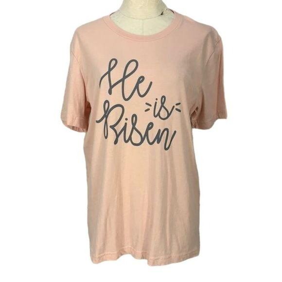 Bella‎ Canvas He Is Risen Peach Size Large Tee shirt - Picture 1 of 8